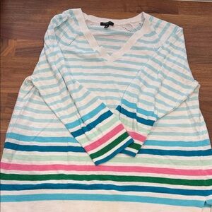 Talbots Light Blue and White Striped Sweater